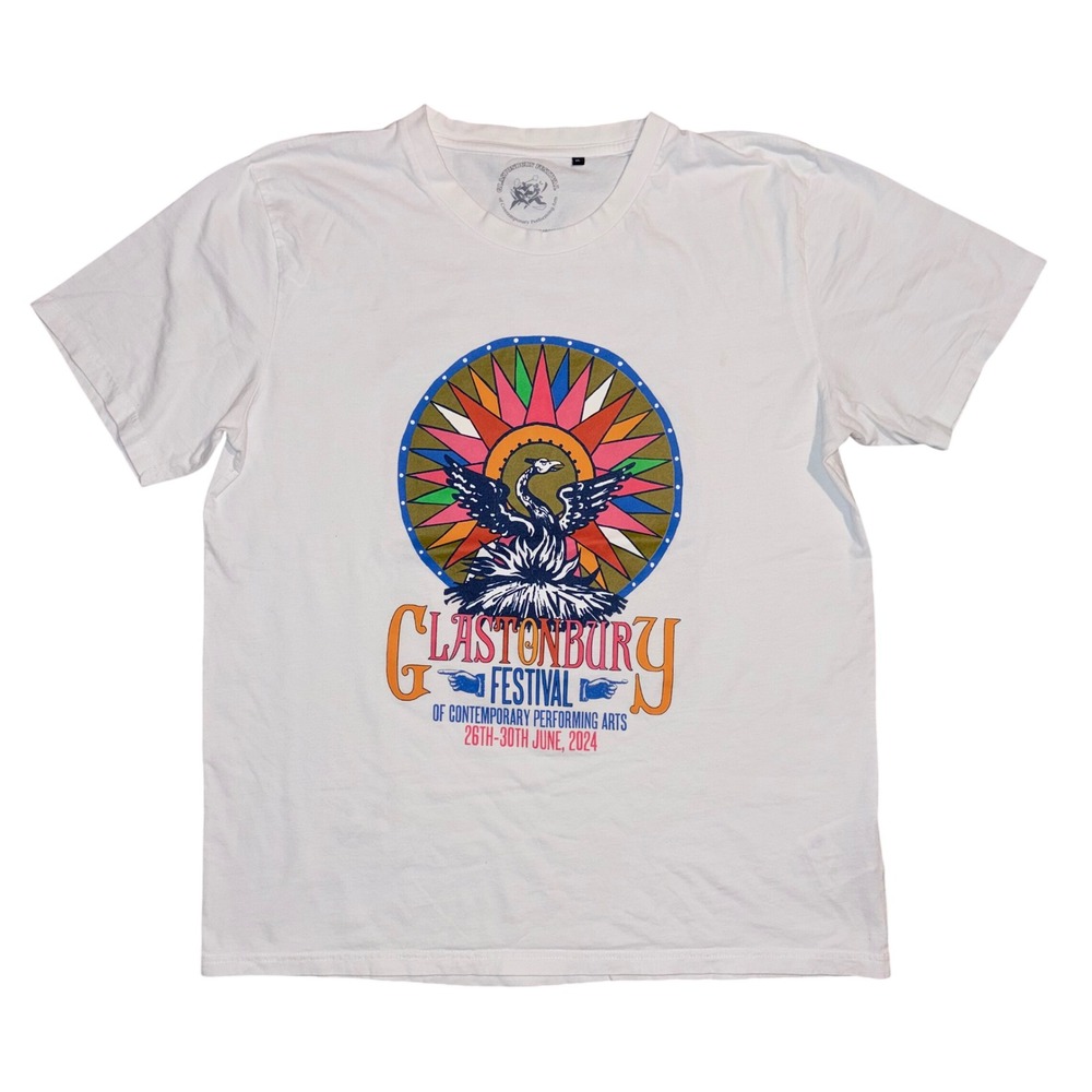 Glastonbury Festival 2024 Lineup T-Shirt White Organic Cotton Mens XL Dua Lipa
